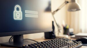 Écran d'ordinateur affichant une page de connexion sécurisée illustrant la cybersécurité des services en ligne